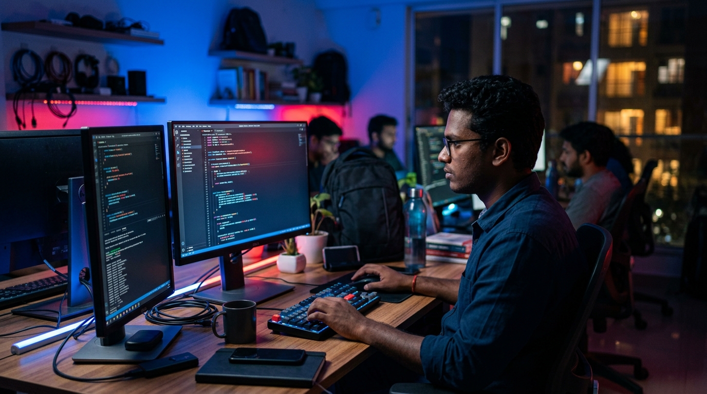 Software development team at work