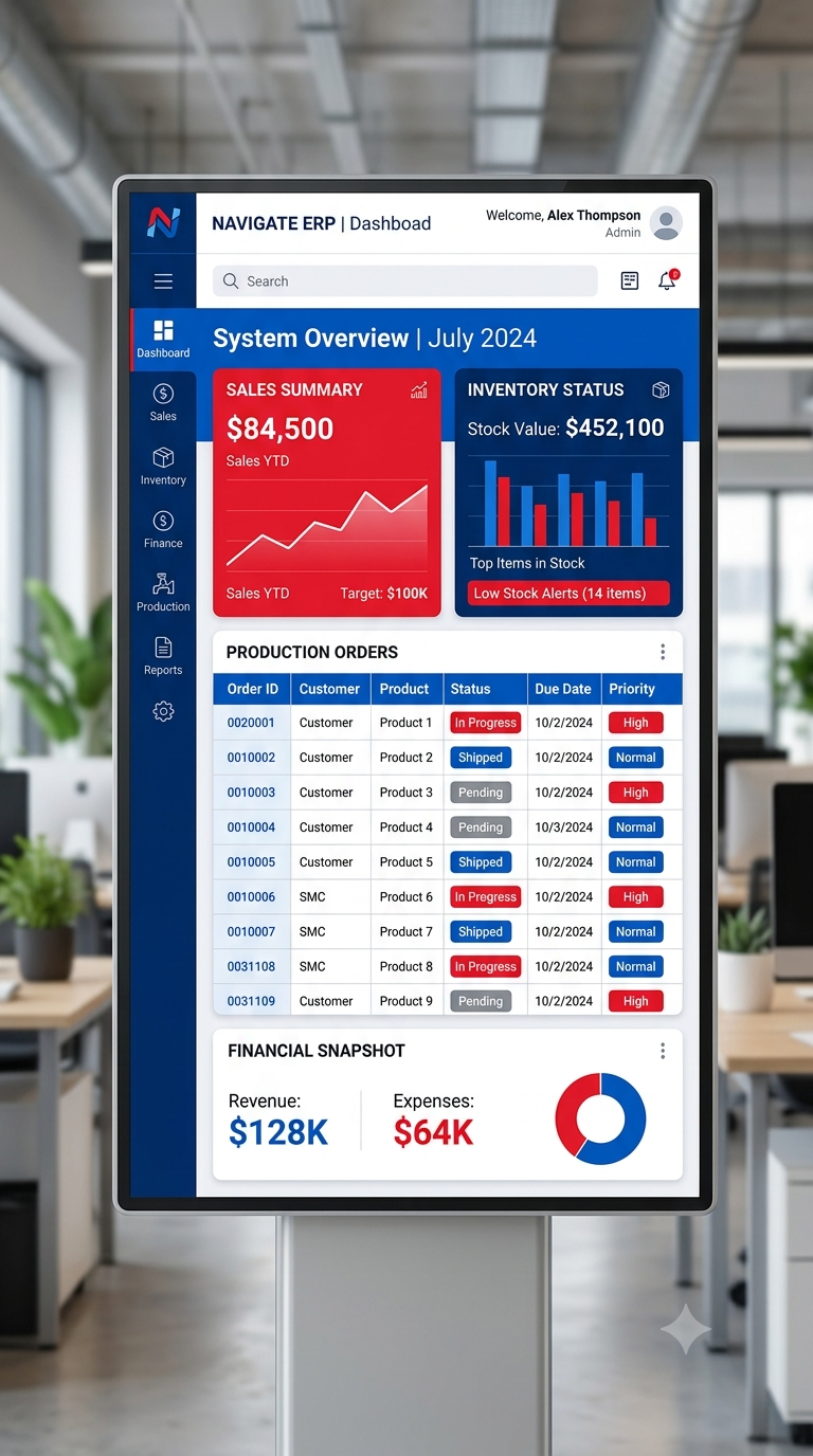 CRM and ERP dashboard